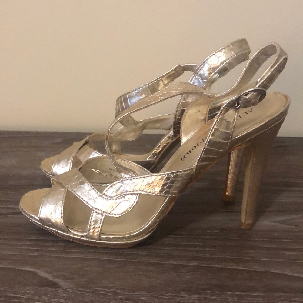 Audrey Brooke Gold Snakeskin Heels 7.5